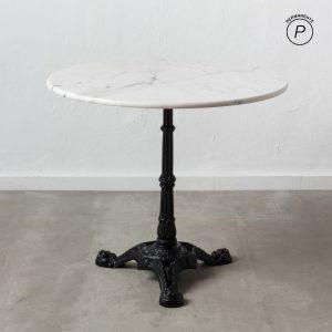MESA COMEDOR BLANCO-NEGRO METAL-MÁRMOL 80 X 80 X 71 CM