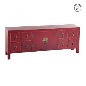 MUEBLE 8 CAJONES ROJO MADERA 130 X 24 X 50