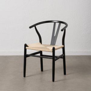 SILLA NEGRO MADERA / FIBRA SALÓN 55 X 55 X 77 CM