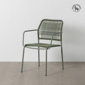 SILLA APILABLE VERDE ACERO EXTERIOR 53 X 63 X 78 CM