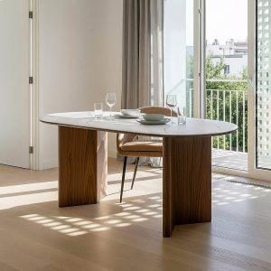 MESA COMEDOR BLANCO-MARRÓN DM-CERÁMICA 180 X 90 X 76 CM