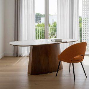 MESA COMEDOR BLANCO-MARRÓN DM-CERÁMICA 180 X 90 X 75 CM