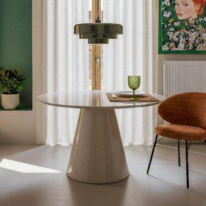 MESA COMEDOR ALTO BRILLO TAUPE DM 120 X 120 X 75 CM