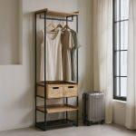 MUEBLE VESTIDOR NATURAL-NEGRO DM-METAL 60 X 48 X 192