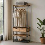 MUEBLE VESTIDOR NATURAL-NEGRO DM-METAL 80 X 48 X 192