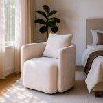 SILLÓN GIRATORIO BEIGE TEJIDO-MADERA 76 X 70 X 84 CM