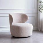 SILLÓN GIRATORIO BEIGE TEJIDO-MADERA 73 X 68 X 74 CM