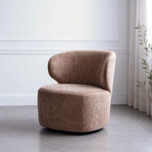 SILLÓN GIRATORIO TAUPE TEJIDO-MADERA 73 X 68 X 74 CM