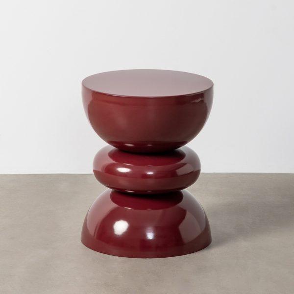 MESA AUXILIAR BURDEOS METAL DECORACIÓN 38 X 38 X 47 CM