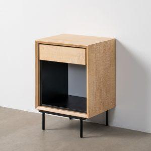 MESITA NATURAL-NEGRO MADERA-METAL 50 X 40 X 70