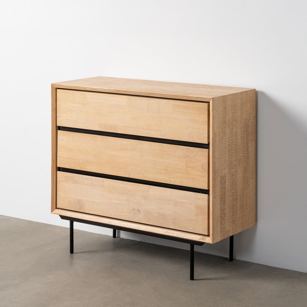 comoda-natural-negro-madera-metal-9950-x-40-x-87-cm-615682