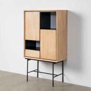 ARMARIO NATURAL-NEGRO MADERA-METAL 84