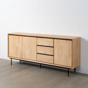 APARADOR NATURAL-NEGRO MADERA-METAL 200 X 40 X 86