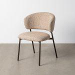 SILLA JASPEADO BEIGE-MARRÓN TEJIDO-METAL 57 X 60 X 81 CM
