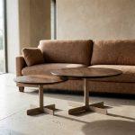 S/2 MESA CENTRO BEIGE-MARRÓN HIERRO 80 X 80 X 45 CM