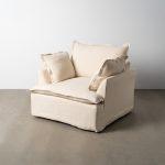 SILLÓN BEIGE MADERA / TEJIDO SALÓN 115 X 109 X 97 CM