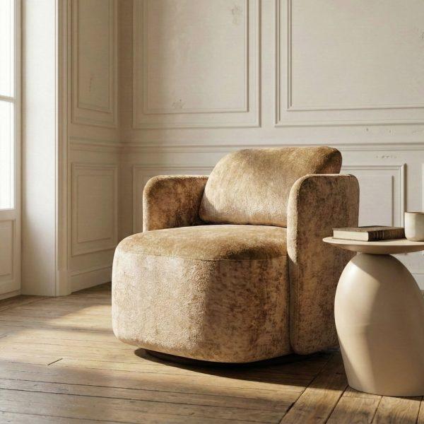 SILLÓN GIRATORIO BEIGE TEJIDO SALÓN 87 X 85 X 66 CM