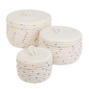 S/3 CESTA CUERDA POLIALGODÓN 26 X 26 X 16 CM