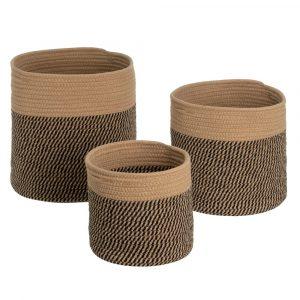 S/3 CESTA CUERDA NEGRO 30 X 30 X 30 CM