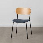 SILLA NATURAL-AZUL TEJIDO-METAL SALÓN 49 X 53 X 80 CM