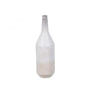 BOTELLA BLANCO ROZADO METAL DECORACIÓN 15 X 15 X 50