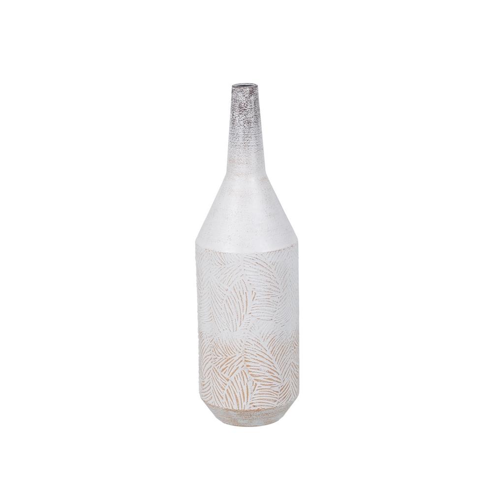 BOTELLA BLANCO ROZADO METAL DECORACIÓN 15 X 15 X 50
