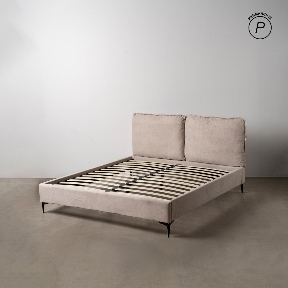 CAMA BEIGE TEJIDO DORMITORIO 163 X 215 X 93 CM